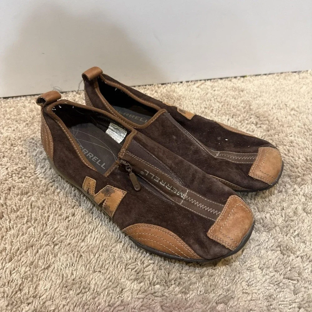 Merrell Barrado Shoes Womens Size 10 Brown Leather Zip Casual Comfort Sneakers